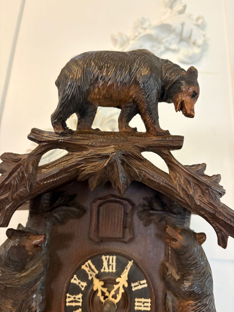Quality Antique Black Forest Carved Bear Cuckoo Clock - Image 10